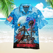 We Will Never Forget Veteran Day Aloha Hawaiian Shirts - Beachwear For Men - Hawaiian Shirts
