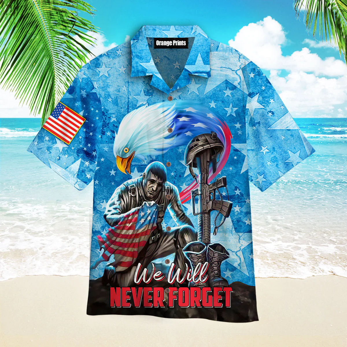 We Will Never Forget Veteran Day Aloha Hawaiian Shirts - Beachwear For Men - Hawaiian Shirts
