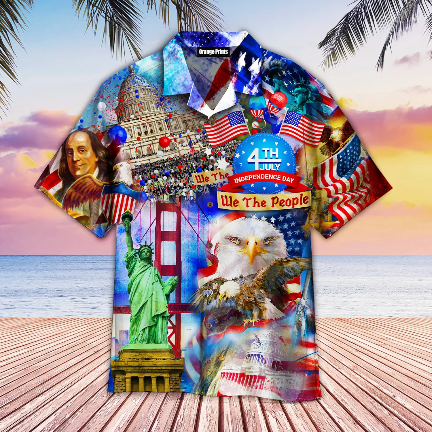 America Eagle Victory Independence Day 4Th Of July Hawaiian Shirt - Gift For A Vetaran - Short Sleeve Hawaiian Shirt