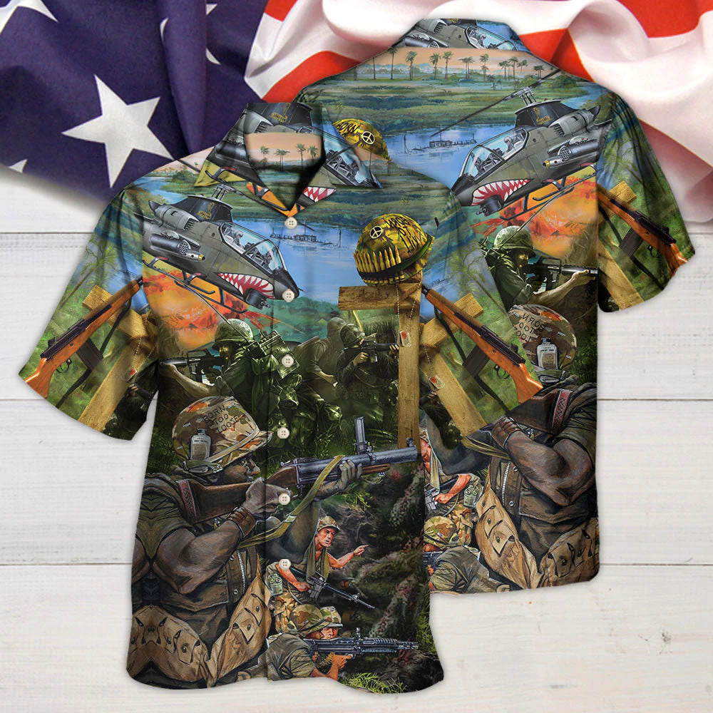 Veteran With Respect Honorand Gratitude With Helicopter Hawaiian Shirt - Beachwear For Men - Hawaiian Shirts
