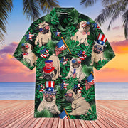 4Th Of July Independence Day Happy Pug Hawaiian Shirt - Gift For A Vetaran - Short Sleeve Hawaiian Shirt