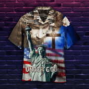 4Th July One Nation Under God Independence Day Hawaiian Shirt - Beachwear For Men - Short Sleeve Hawaiian Shirt