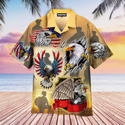 4Th Of July Independence Day Eagles Patriotism American Sky Hawaiian Shirt - Gift For A Vetaran - Short Sleeve Hawaiian Shirt