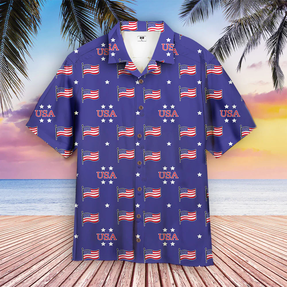 Fourth Of July Usa Patriotic Flags Hawaiian Shirt - Gift For A Vetaran - Short Sleeve Hawaiian Shirt