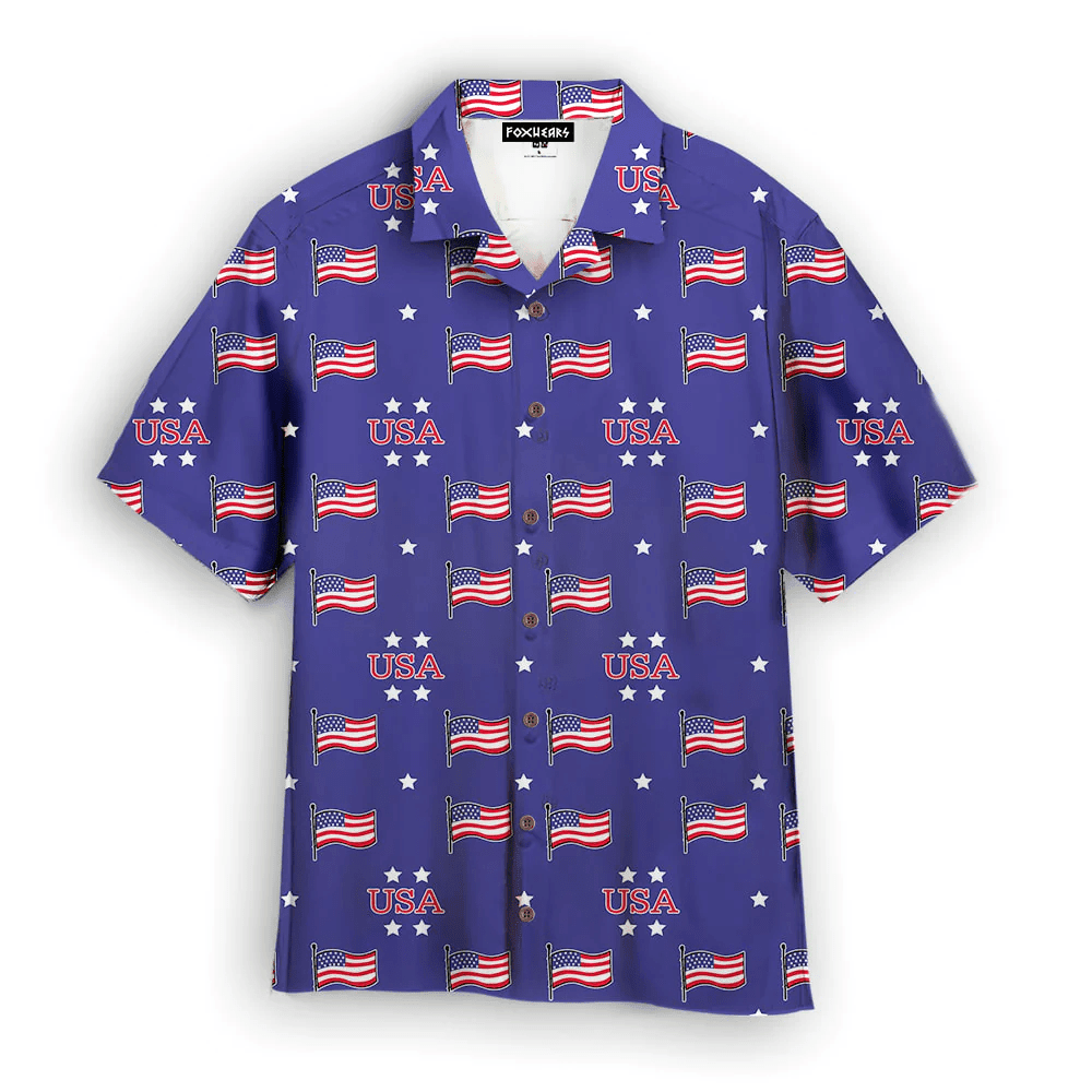 Fourth Of July Usa Patriotic Flags Hawaiian Shirt - Gift For A Vetaran - Short Sleeve Hawaiian Shirt