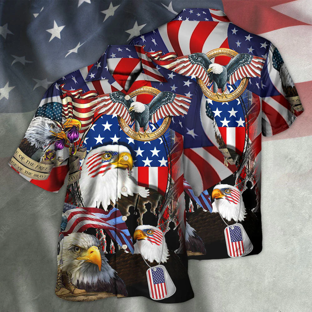 Veteran A True Hero Is Measured By Strength Of His Heart With Eagle Hawaiian Shirt - Beachwear For Men - Hawaiian Shirts
