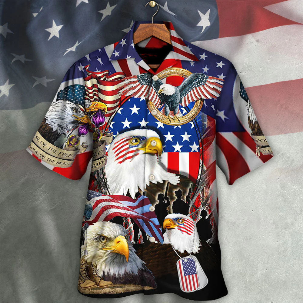Veteran A True Hero Is Measured By Strength Of His Heart With Eagle Hawaiian Shirt - Beachwear For Men - Hawaiian Shirts
