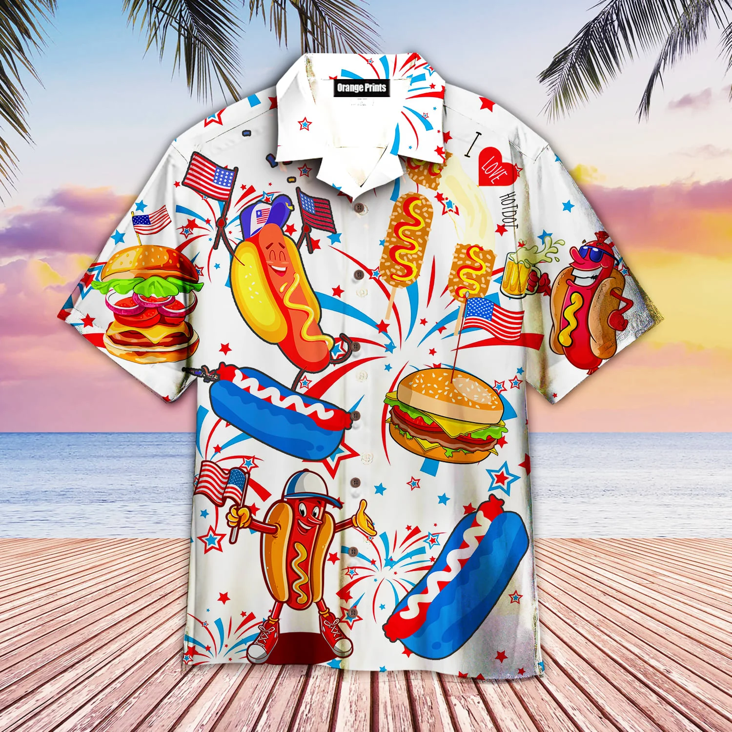 Funny American Hot Dog 4Th Of July Independence Day Hawaiian Shirt - Gift For A Vetaran - Short Sleeve Hawaiian Shirt