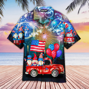 4Th Of July Independence Day Cheerful Gnomes Hawaiian Shirt - Gift For A Vetaran - Short Sleeve Hawaiian Shirt
