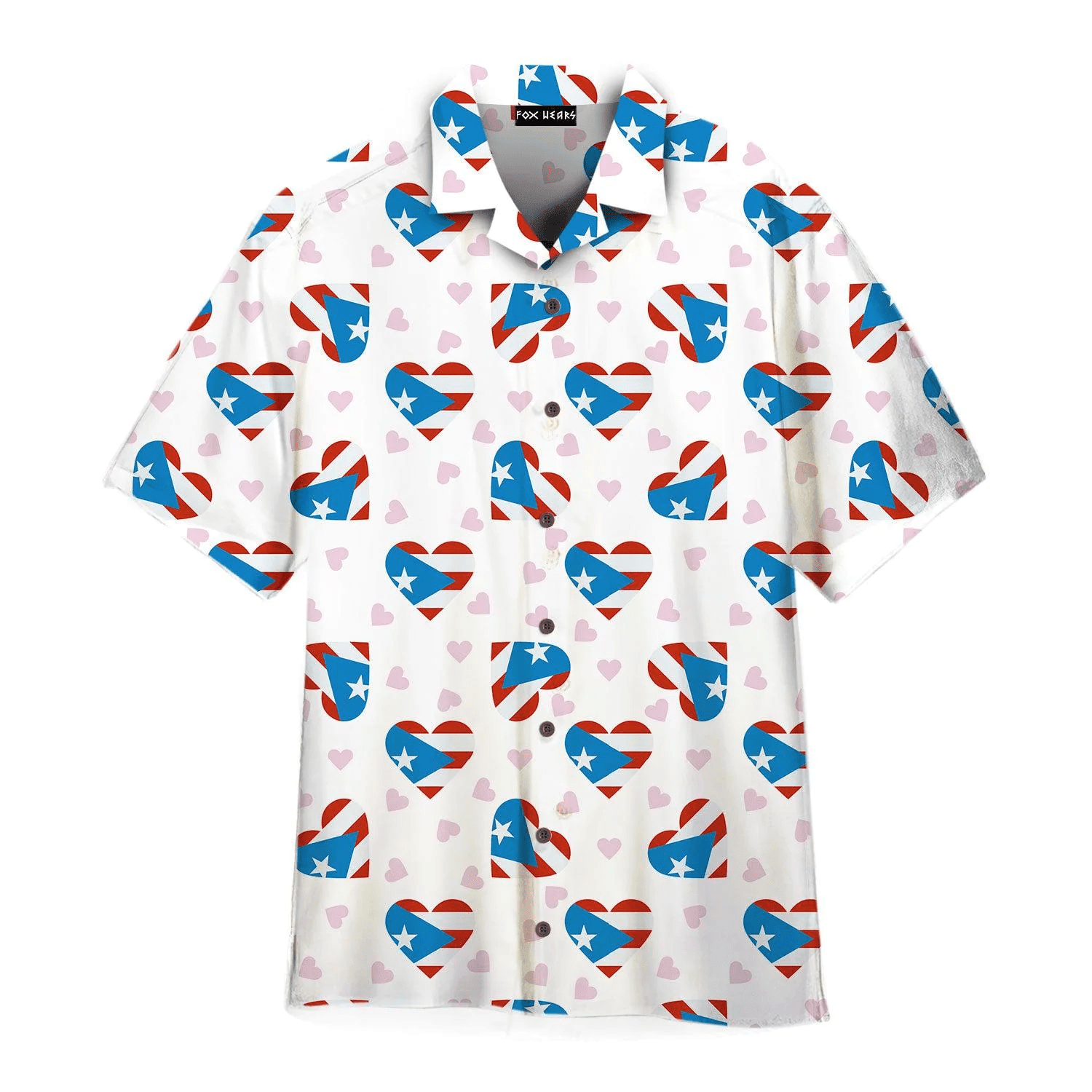 Puerto Rico Heart Flag Independence Day Hawaiian Shirt - Gift For A Vetaran - Short Sleeve Hawaiian Shirt