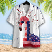 4Th Of July Flamingo Hawaiian Shirt Hawaiian Shirt - Gift For A Vetaran - Short Sleeve Hawaiian Shirt