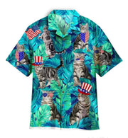 4Th Of July Independence Day Cat Lover Hawaiian Shirt - Gift For A Vetaran - Short Sleeve Hawaiian Shirt