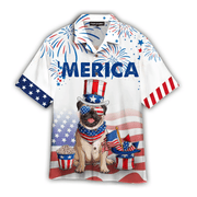 Bulldog American Flag 4Th Of July Firework Hawaiian Shirt - Gift For A Vetaran - Short Sleeve Hawaiian Shirt
