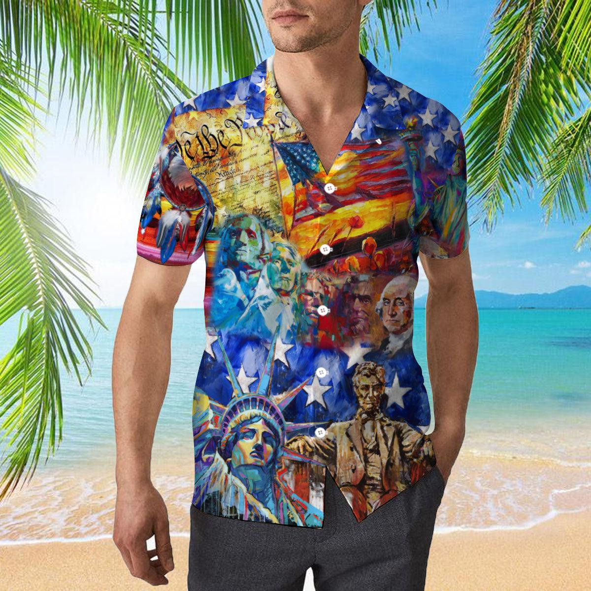 4Th Of July My Patriotic Heart Beats Independence Day Hawaiian Shirt - Gift For A Vetaran - Short Sleeve Hawaiian Shirt