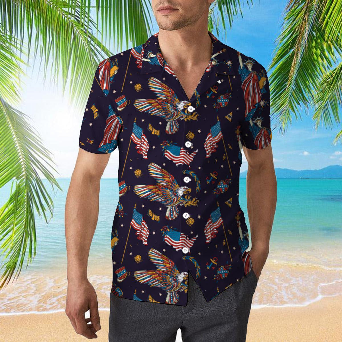 4Th Of July American Flag Independence Day Hawaiian Shirt - Gift For A Vetaran - Short Sleeve Hawaiian Shirt