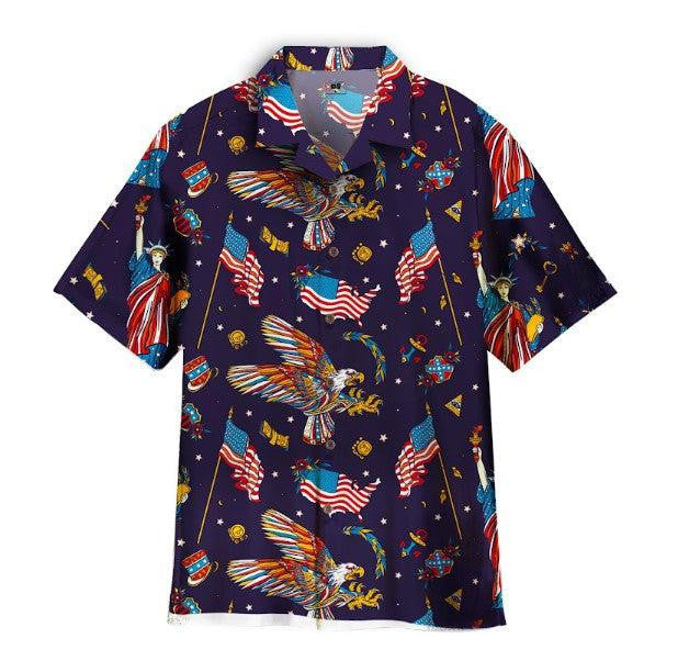 4Th Of July American Flag Independence Day Hawaiian Shirt - Gift For A Vetaran - Short Sleeve Hawaiian Shirt