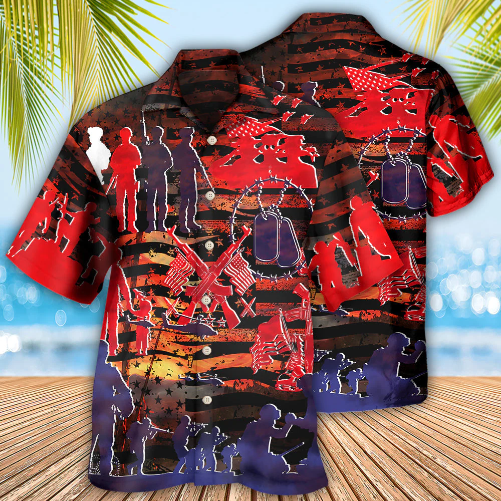 Veteran Independence Day Fought For Our Democracy Hawaiian Shirt - Beachwear For Men - Hawaiian Shirts