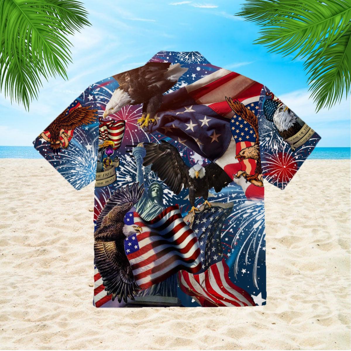 American Patriotic Eagle Memorial Day Hawaiian Shirt - Gift For A Vetaran - Short Sleeve Hawaiian Shirt