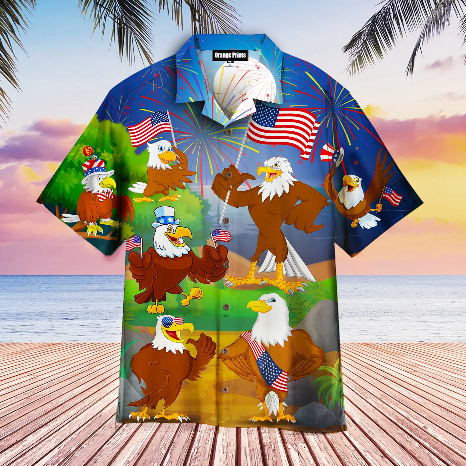 4Th Of July Independence Day Eagles Hawaiian Shirt - Gift For A Vetaran - Short Sleeve Hawaiian Shirt