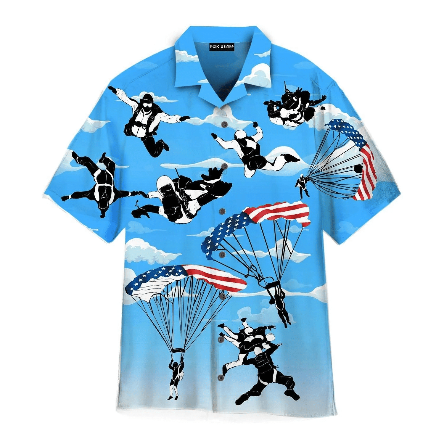 Free Skydiving American Flag Patriotism Aloha Hawaiian Shirt - Gift For A Vetaran - Short Sleeve Hawaiian Shirt