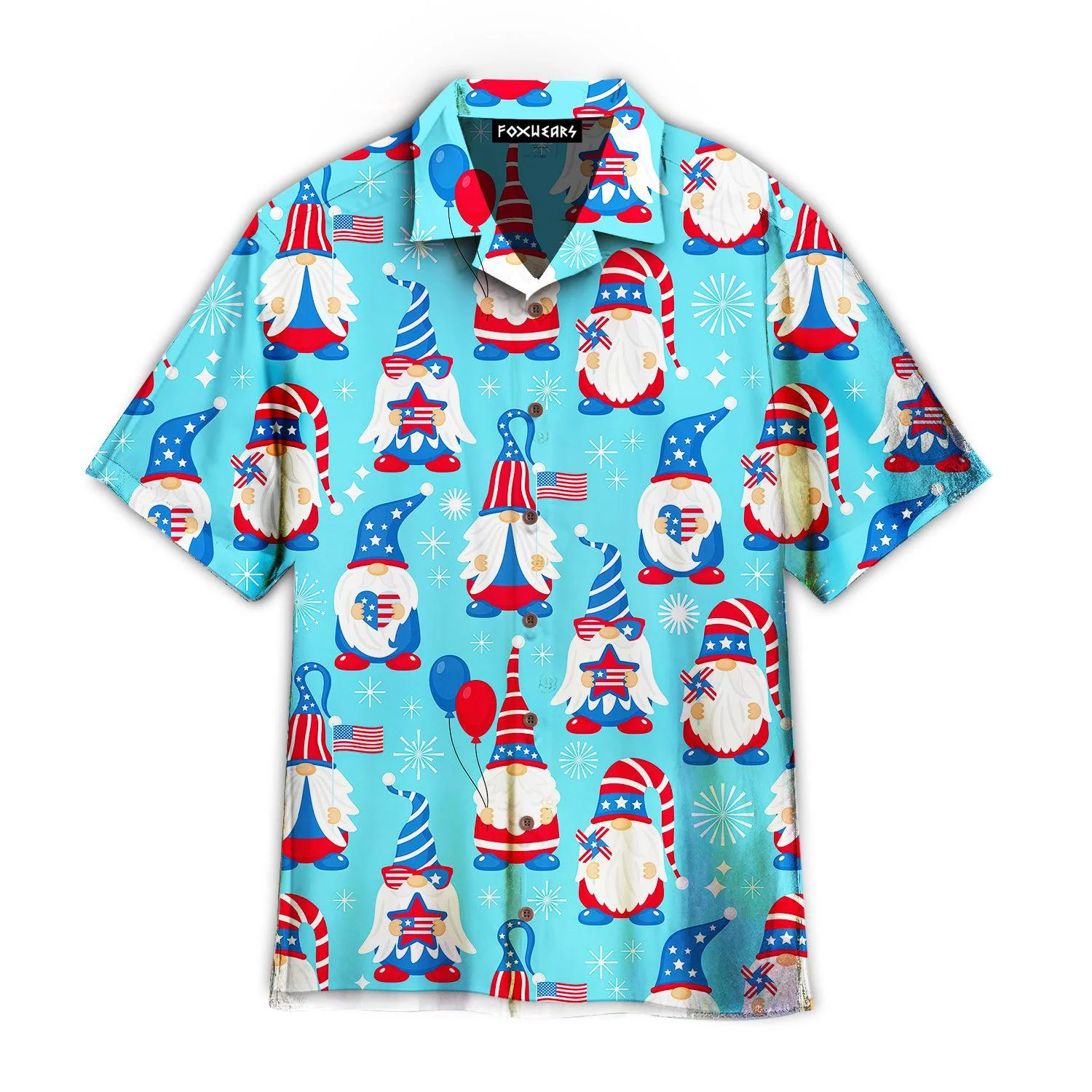 4Th Of July Cute Patriotic Usa Gnomes Hawaiian Shirt - Gift For A Vetaran - Short Sleeve Hawaiian Shirt