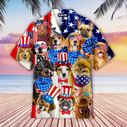 4Th Of July Dogs Love Independence Day Style Hawaiian Shirt - Gift For A Vetaran - Short Sleeve Hawaiian Shirt