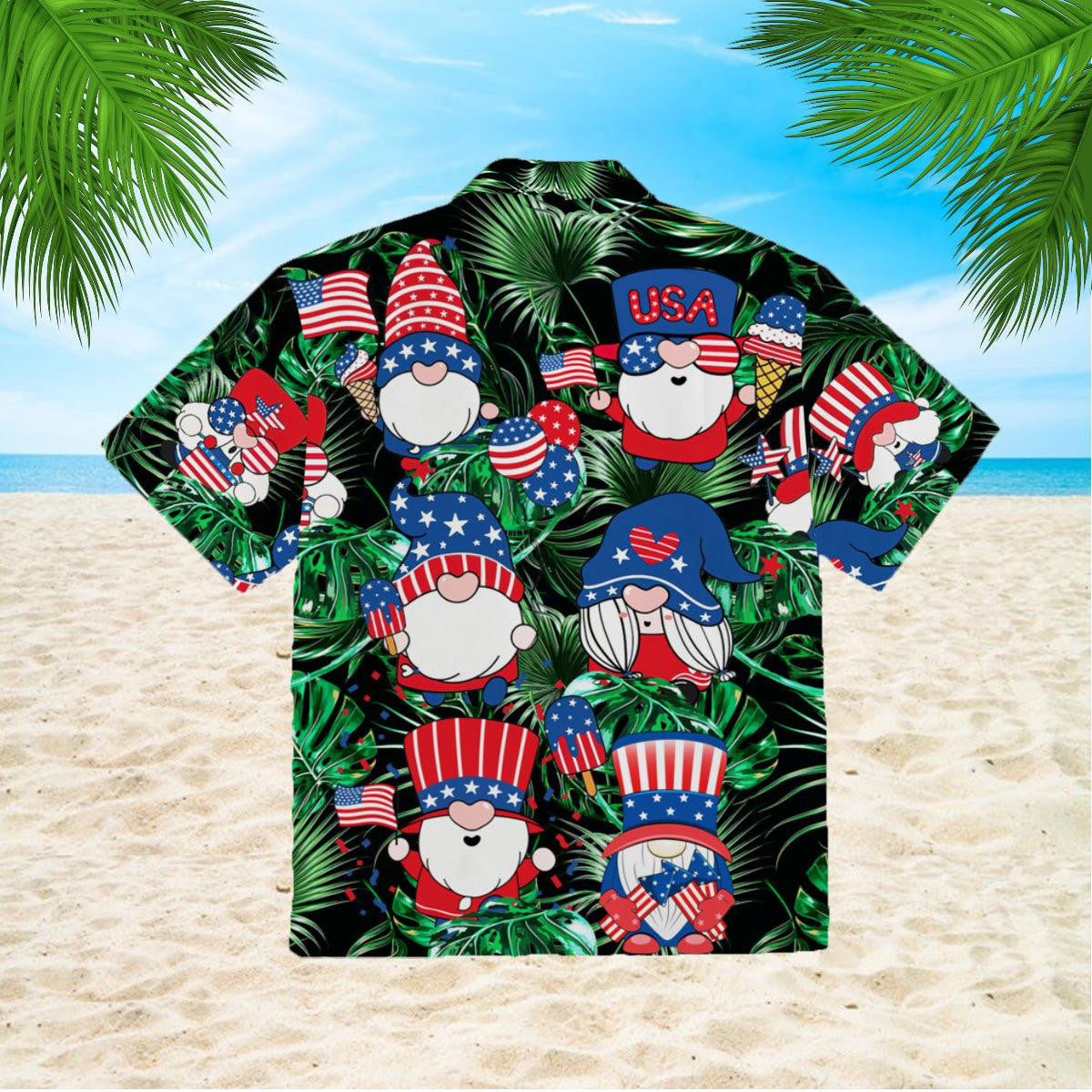 4Th Of July Happy Independence Day Gnomes Dancing Hawaiian Shirt - Gift For A Vetaran - Short Sleeve Hawaiian Shirt