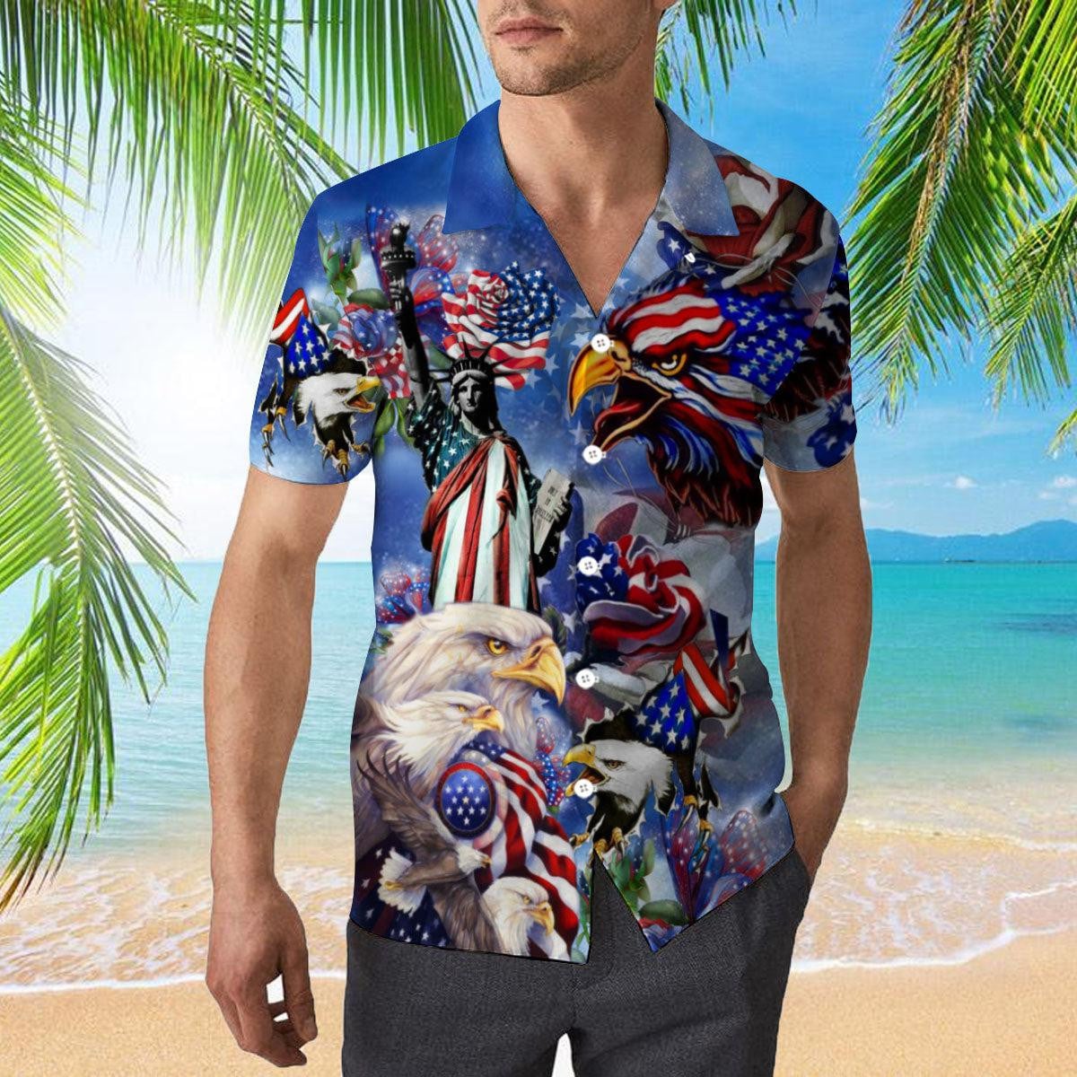 My Heat Beats Tue To My Country Patriotism Hawaiian Shirt - Gift For A Vetaran - Short Sleeve Hawaiian Shirt