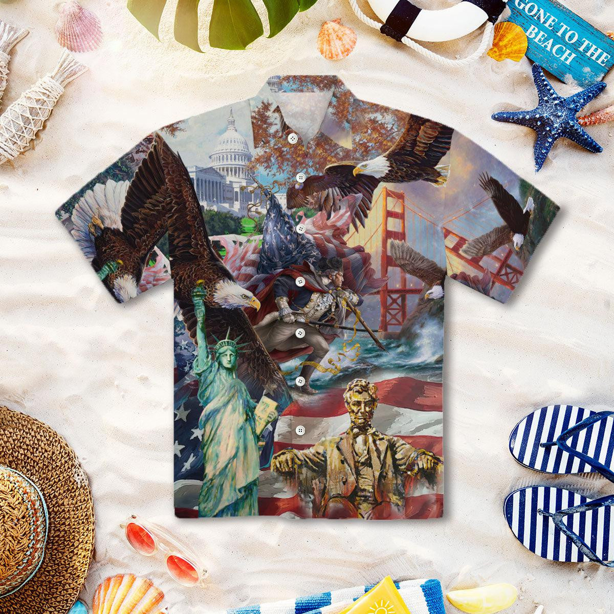 My Patriotic Heart Beats Independence Day Hawaiian Shirt - Gift For A Vetaran - Short Sleeve Hawaiian Shirt