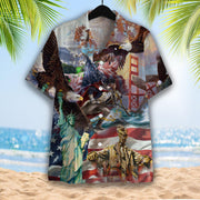 My Patriotic Heart Beats Independence Day Hawaiian Shirt - Gift For A Vetaran - Short Sleeve Hawaiian Shirt