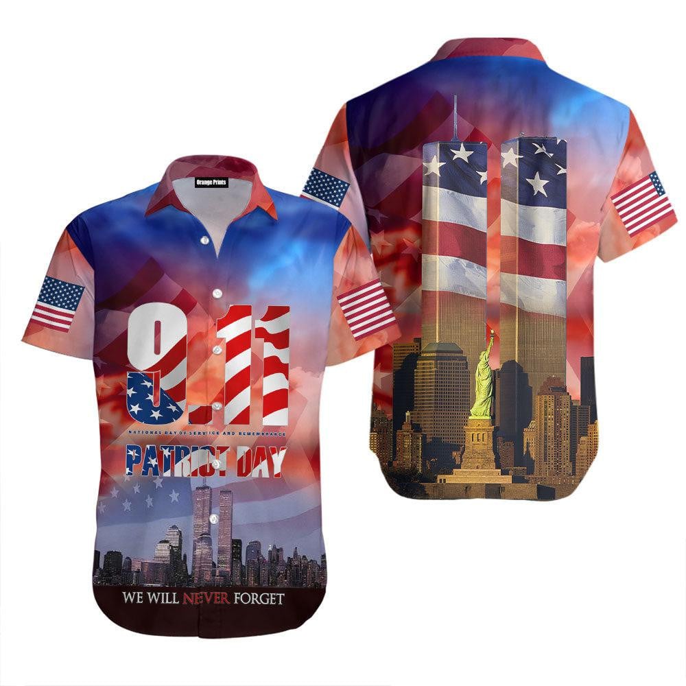 911 We Will Never Forget Patriot Day Hawaiian Shirt - Gift For A Vetaran - Short Sleeve Hawaiian Shirt