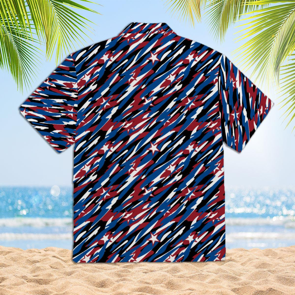 4Th Of July Us Flag Camo Patriotism Hawaiian Shirt - Gift For A Vetaran - Short Sleeve Hawaiian Shirt