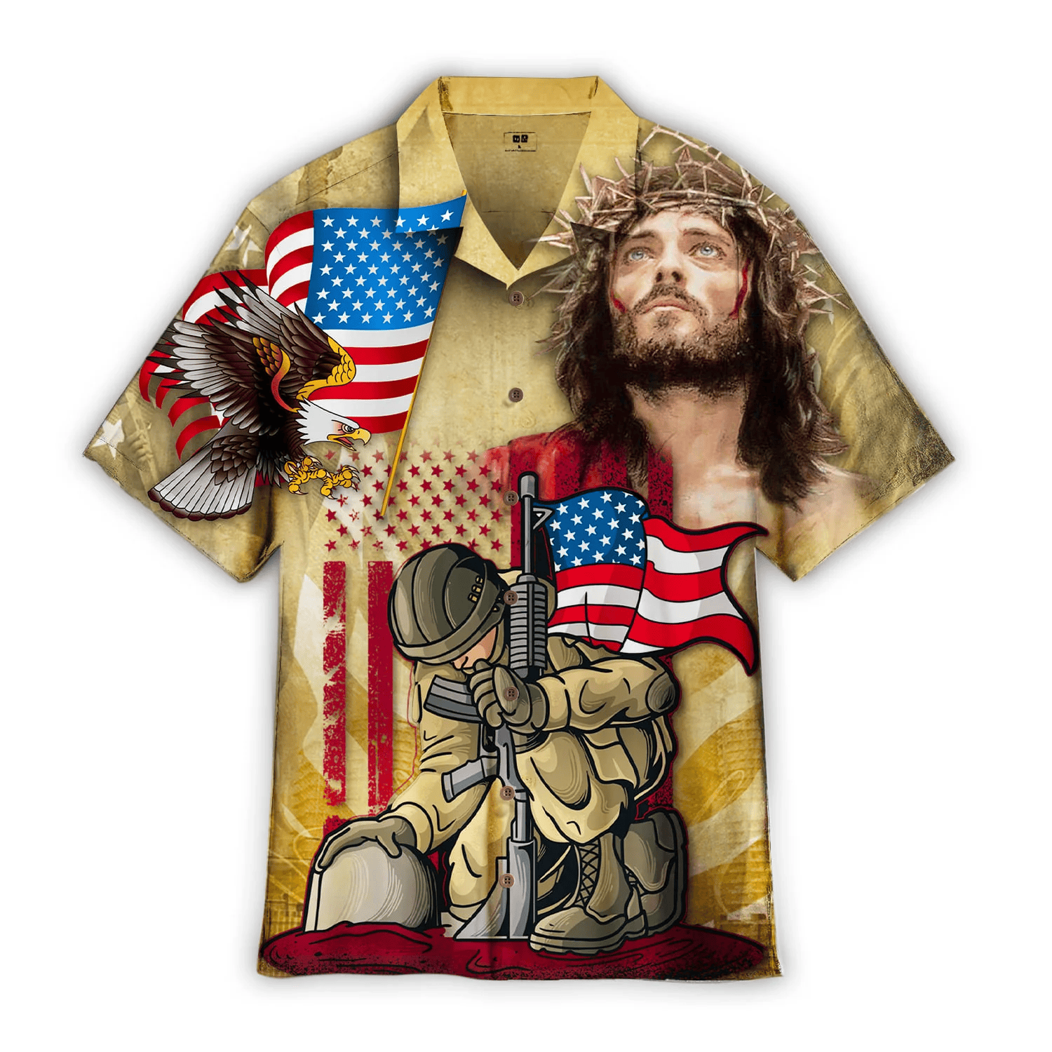 4Th Of July One Nation Under God Independence Day Memorial Day Hawaiian Shirt - Gift For A Vetaran - Short Sleeve Hawaiian Shirt