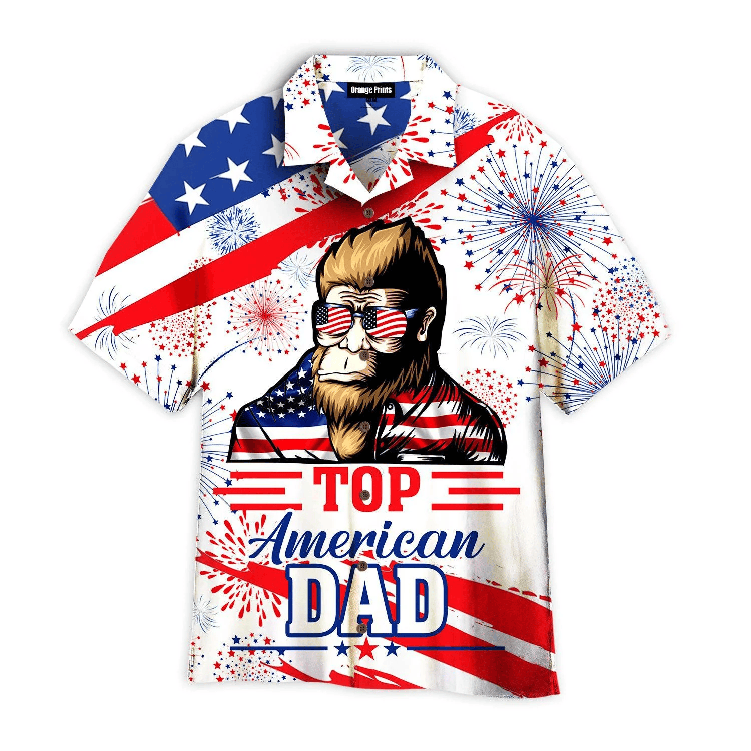 American Top Dad Bigfoot 4Th Of July Hawaiian Shirt - Gift For A Vetaran - Short Sleeve Hawaiian Shirt