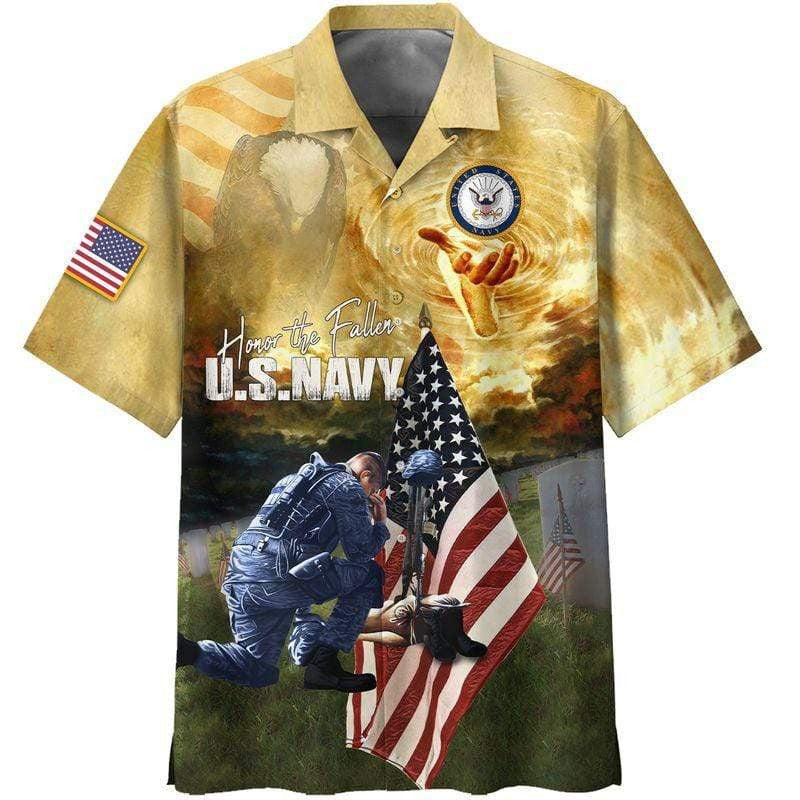 Us Navy Veteran Honor The Fallen Aloha Hawaiian Shirts