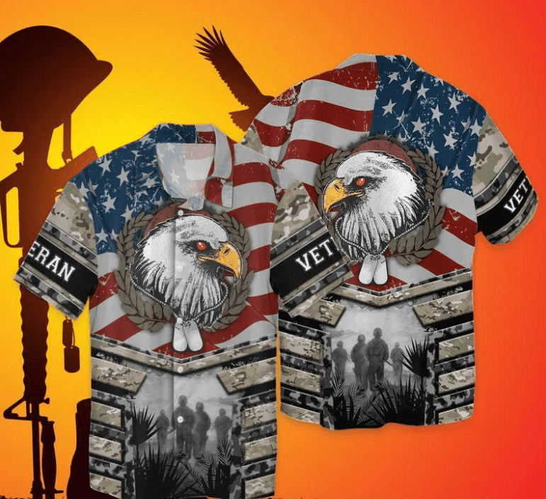 3D Veteran Eagle Aloha Hawaiian Shirts For Men ,For Women
