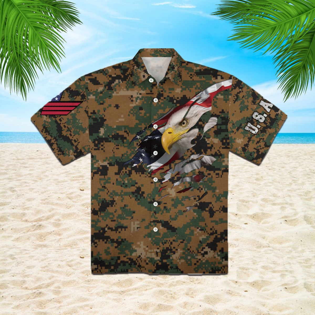 Amazing Camo Us Marine Corps Veteran Hawaiian Shirt | For Men ,Women
