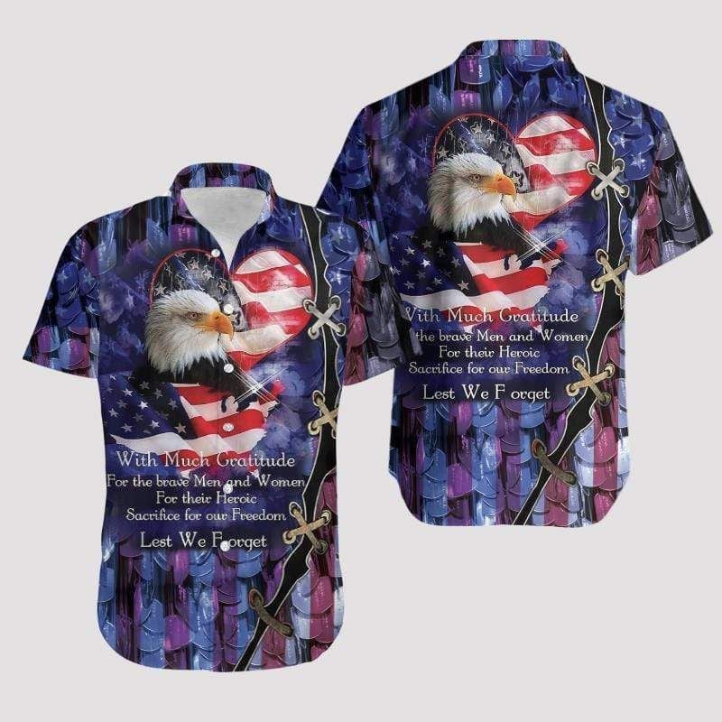 Get Here Hawaiian Aloha Shirts Veteran Eagle With Much Gratitude
