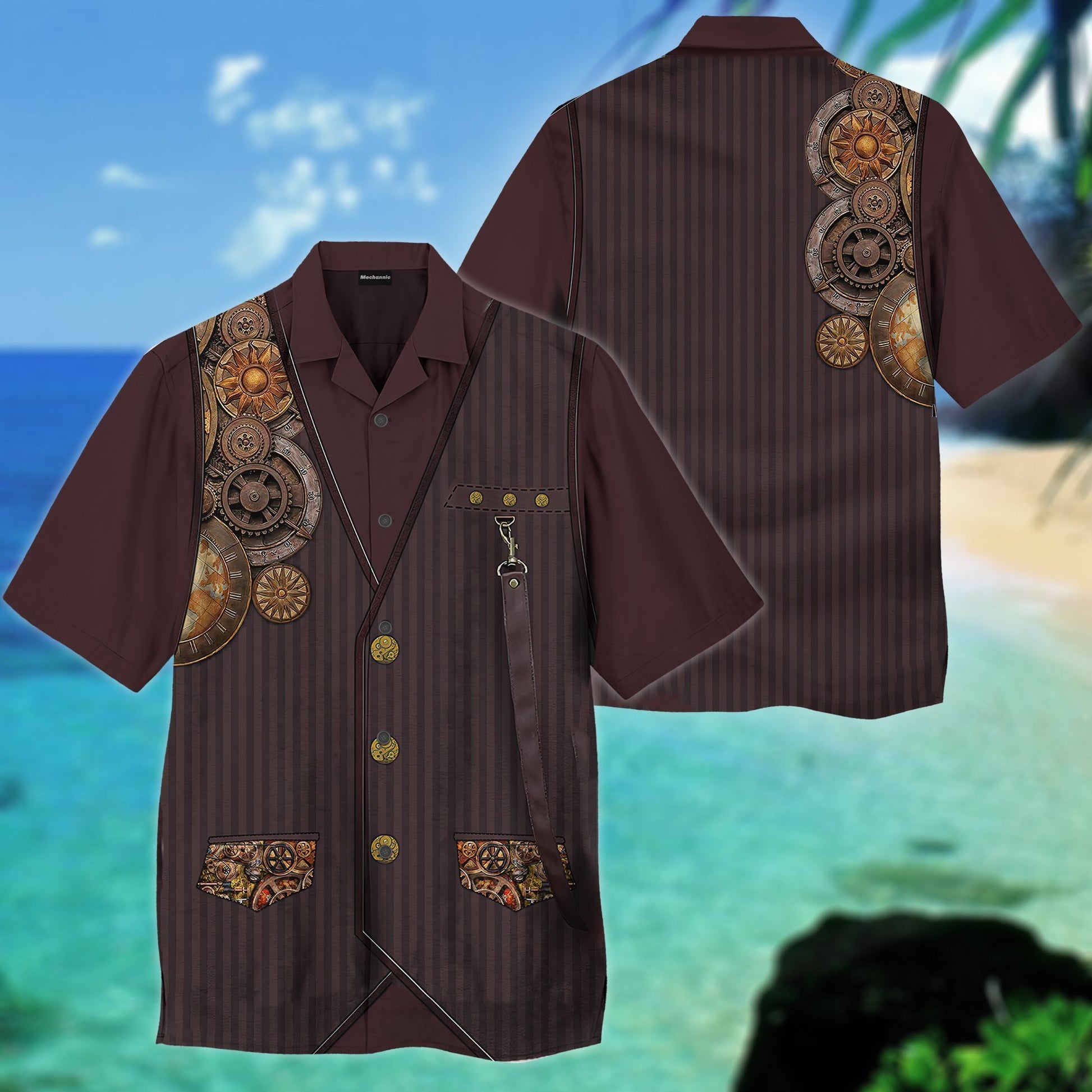 Awesome Steampunk Mechanic Us Army Veteran Camo Hawaiian Shirt | For Men ,Women | Adult