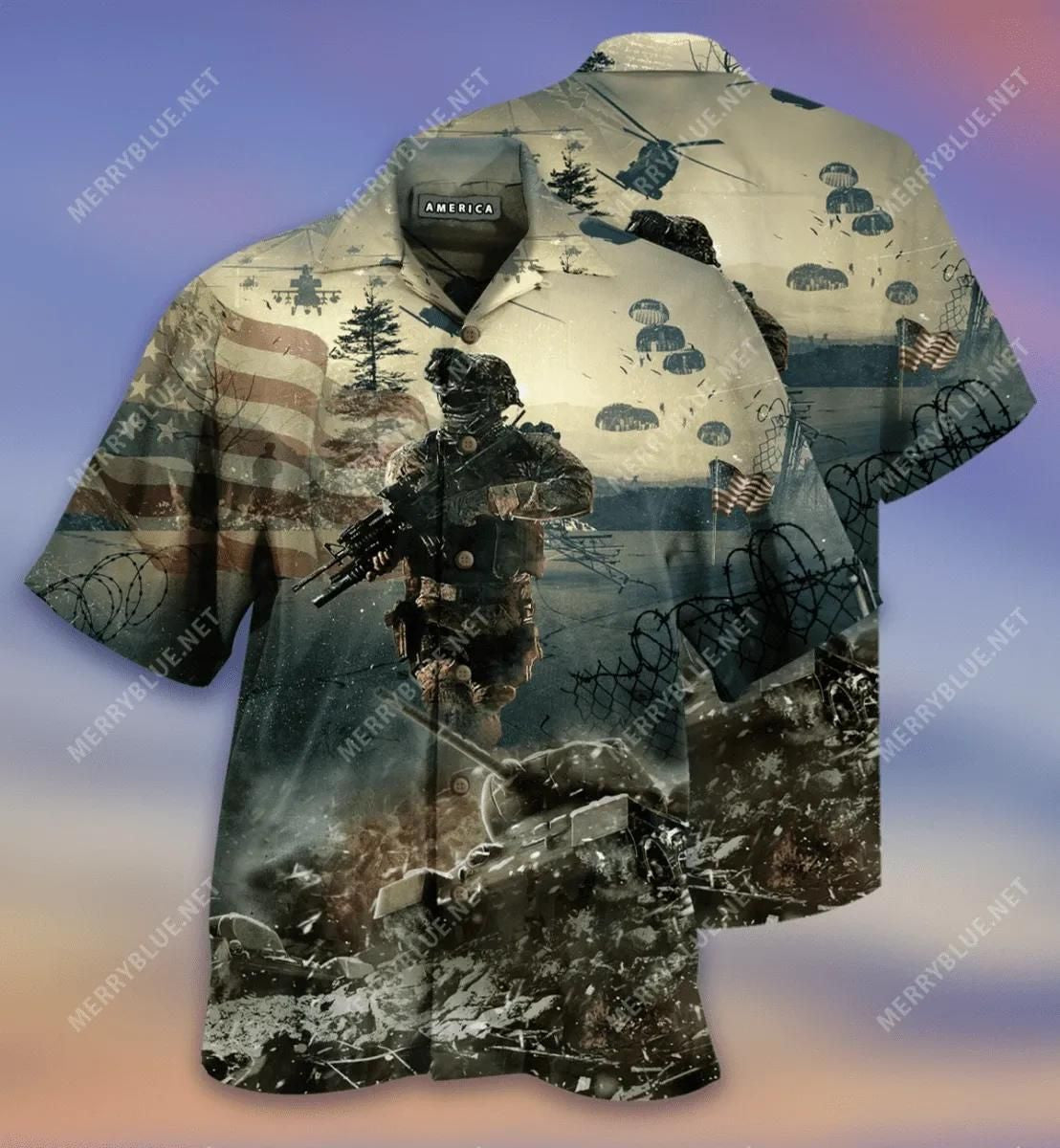 Brave Soldiers American Flag Veterans Day Aloha Hawaiian Shirt Colorful Short Sleeve Summer Beach Casual Shirt For Men And Women
