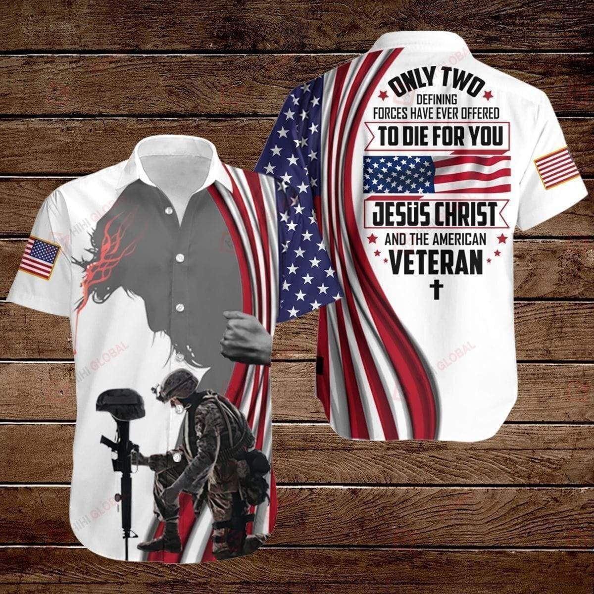 Get Now Jesus Christ And The American Veteran Hawaiian Aloha Shirts