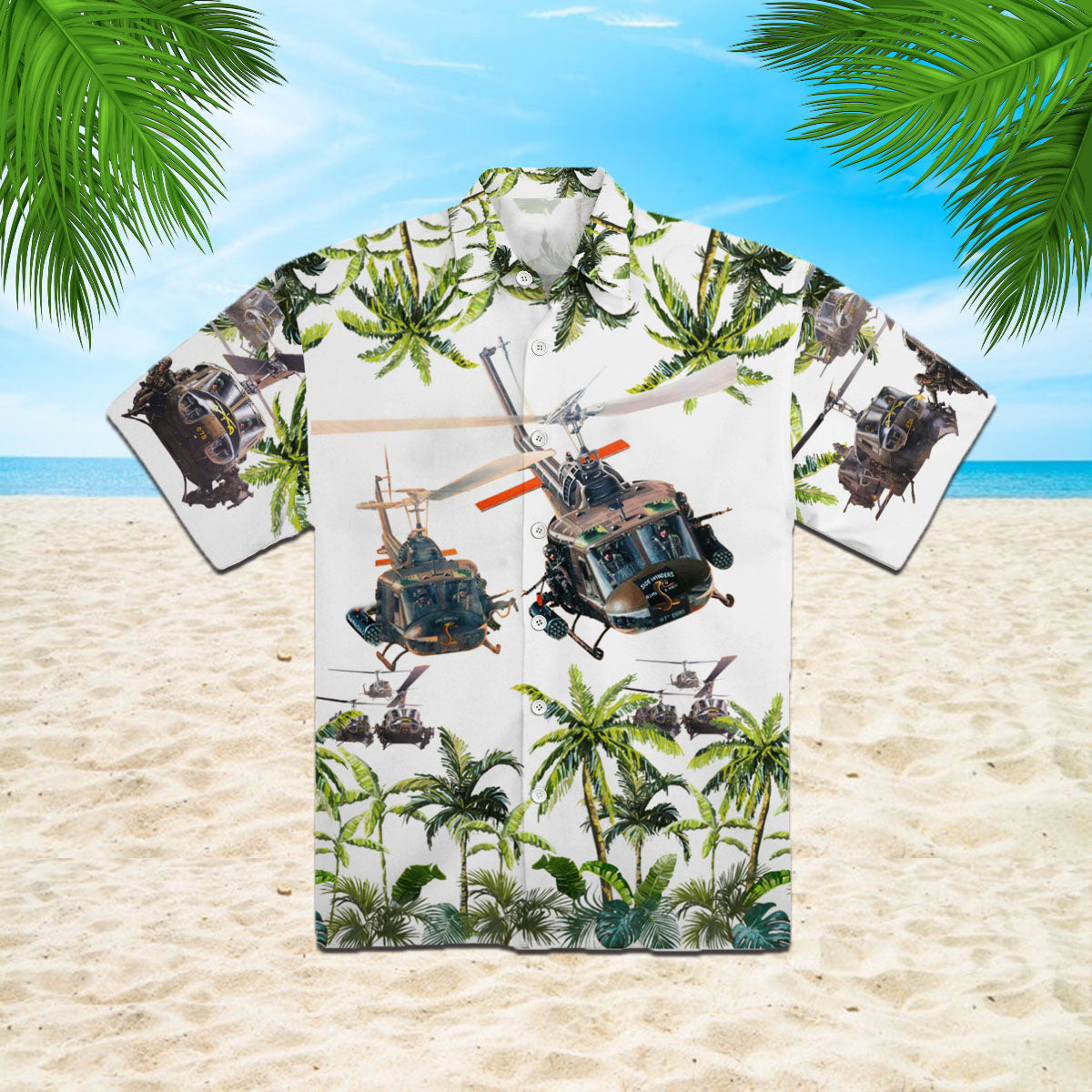 Oragontee United States Army Huey Helicopter Veteran Hawaiian Shirt | For Men ,Women | Adult