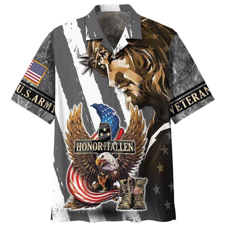 Patriotism Eagle Honor The Fallen Us Army Veteran Unisex Hawaiian Shirts