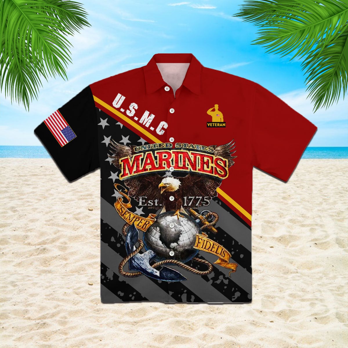 Oragontee Happy Memorial Day Marines Veteran Hawaiian Shirt | For Men ,Women | Adult