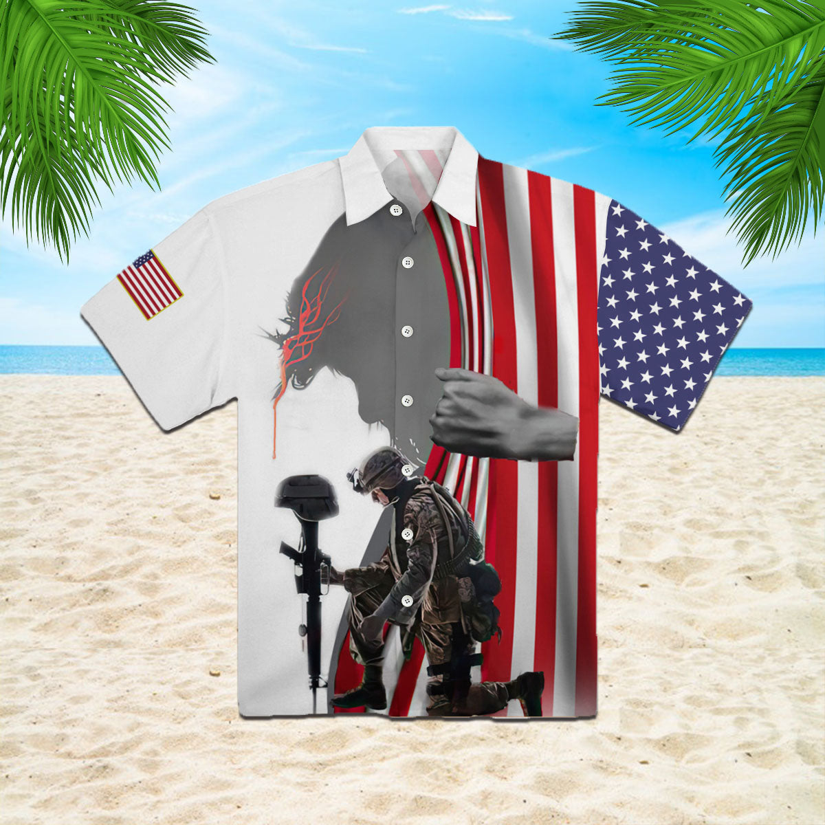 Oragontee Jesus Christ And The American Veteran Hawaiian Shirt | For Men ,Women | Adult