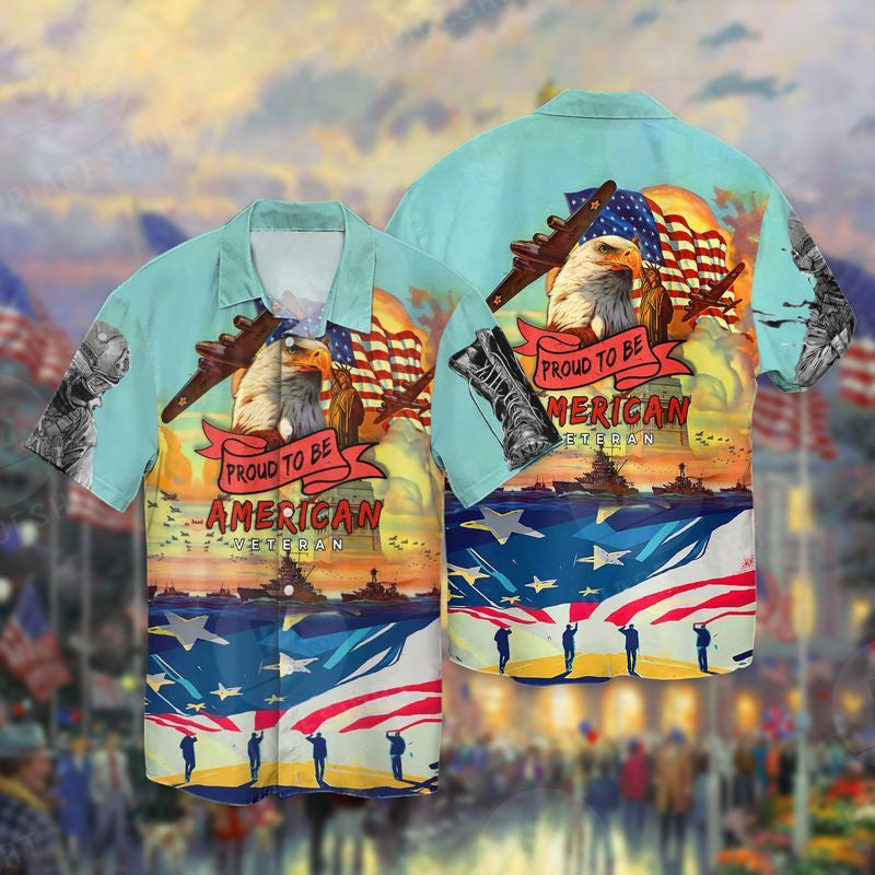 Proud To Be American Veteran 3D Full Print Hawaiian Shirt