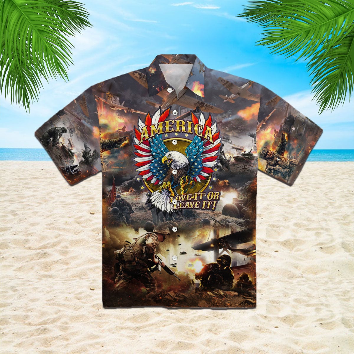 Oragontee Veteran Eagle American Hawaiian Shirt | For Men ,Women | Adult