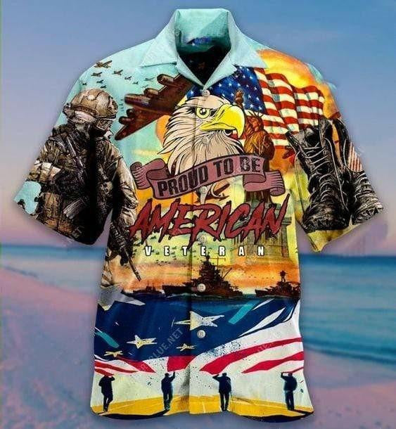 Hawaiian Aloha Shirts Proud To Be American Veteran Hawaiian Shirt For Men, Hawaiian Shirt For Women, Aloha Shirt
