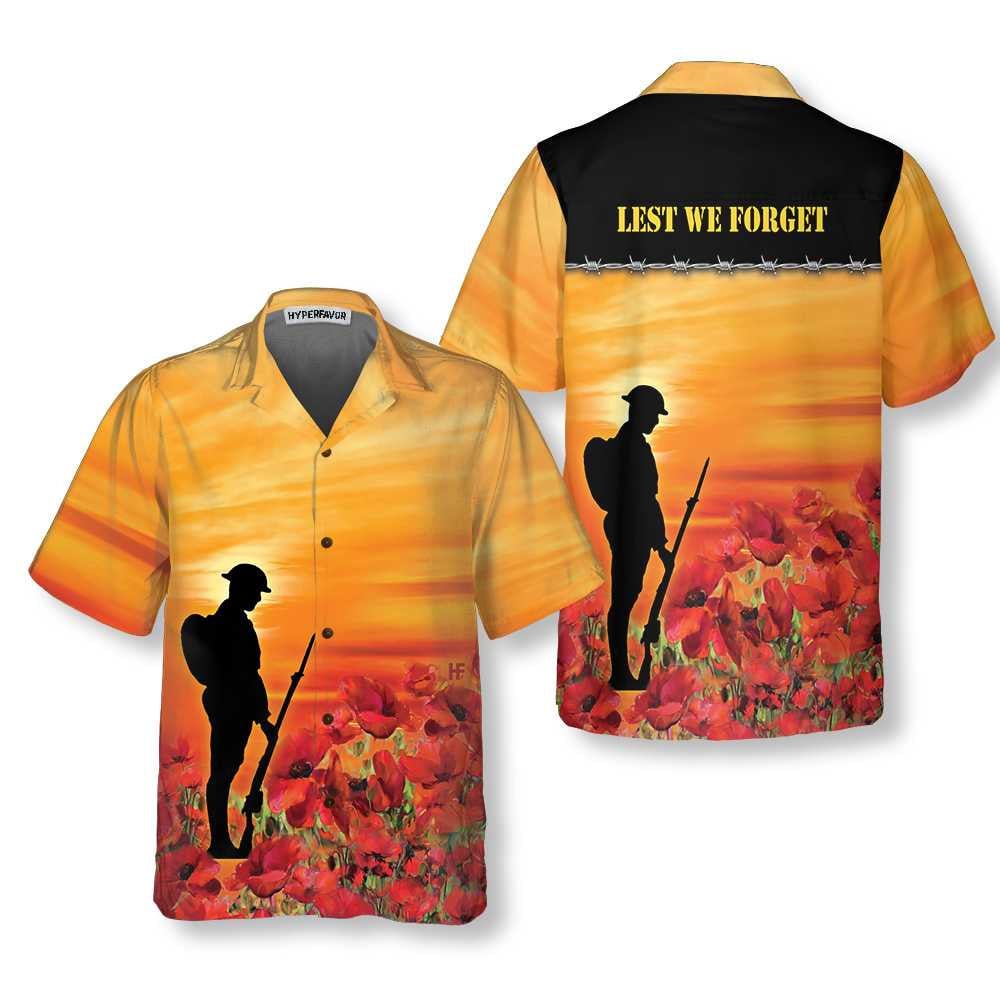 Lest We Forget Hawaiian Shirt, Proud Veteran Shirt, Gift For Veteran Day