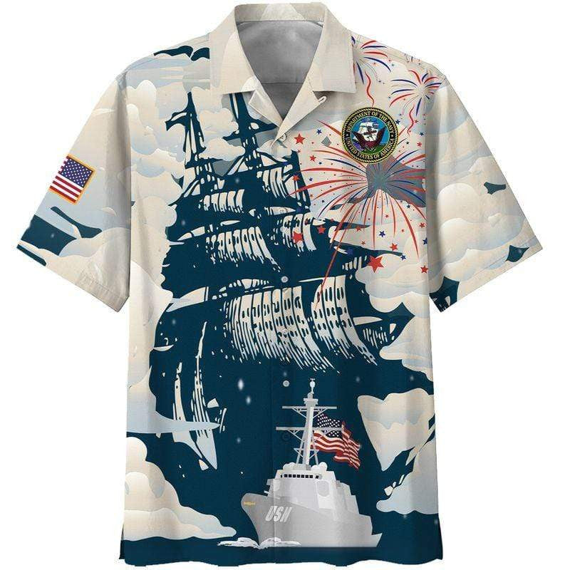 Independence Day Navy Veteran Hawaiian Shirt Hawaiian Shirt For Men, Hawaiian Shirt For Women, Aloha Shirt